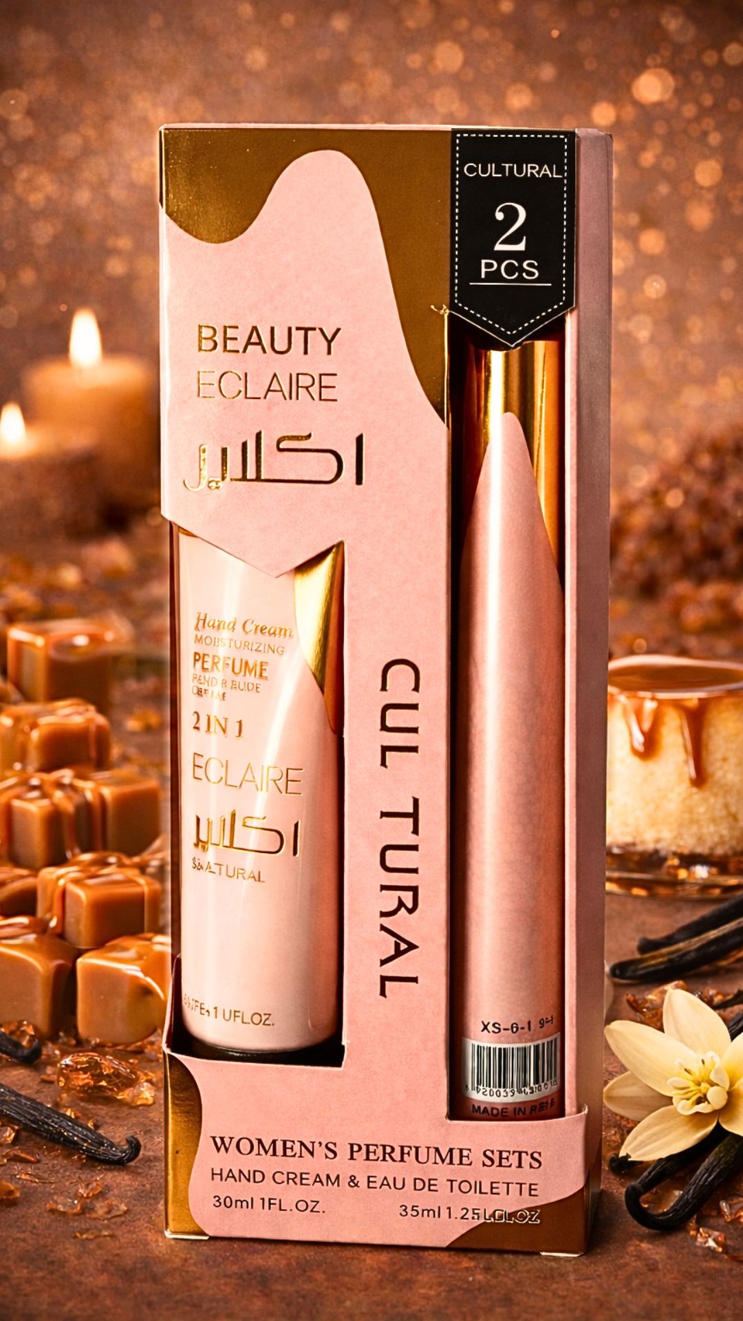 Duo Gourmand – Crème Mains & Parfum Caramel – Éclaire Cultural